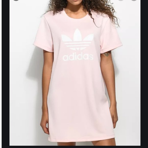adidas Dresses & Skirts - ✨HP✨adidas Pale Pink Trefoil T-Shirt Dress